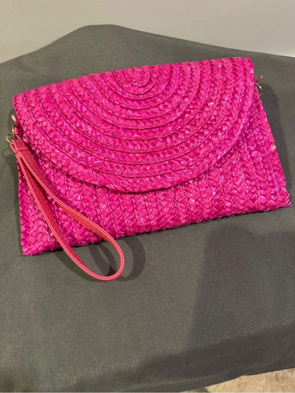 Vacation Clutch - Hot Pink Woven Flap Wristlet Clutch with Crossbody Option
